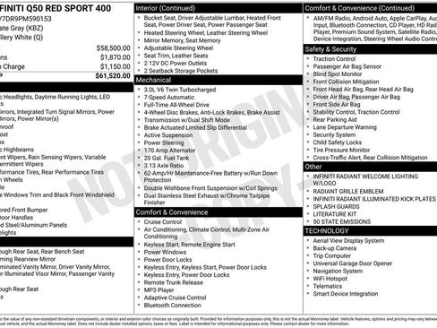 Used 2023 INFINITI Q50 Red Sport 400 image 3