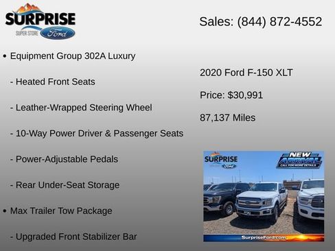 Used 2020 Ford F150 XLT w/ Equipment Group 302A Luxury AWD/4WD image 12