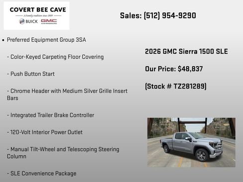 New 2026 GMC Sierra 1500 SLE w/ Preferred Package RWD image 12