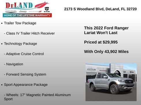 Used 2022 Ford Ranger Lariat w/ Equipment Group 501A High image 12