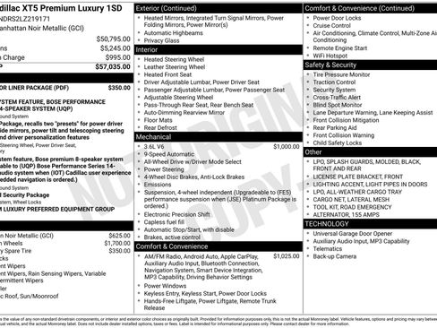 Used 2020 Cadillac XT5 Premium Luxury w/ LPO, Floor Liner Package image 41