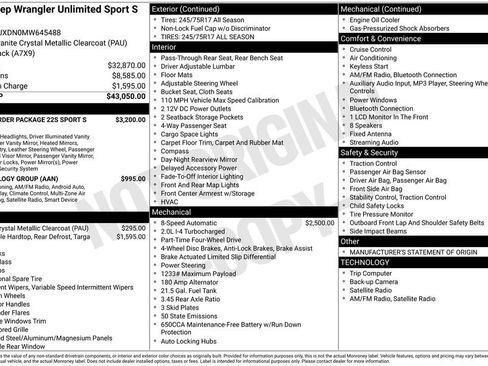 Used 2021 Jeep Wrangler Unlimited Sport image 48