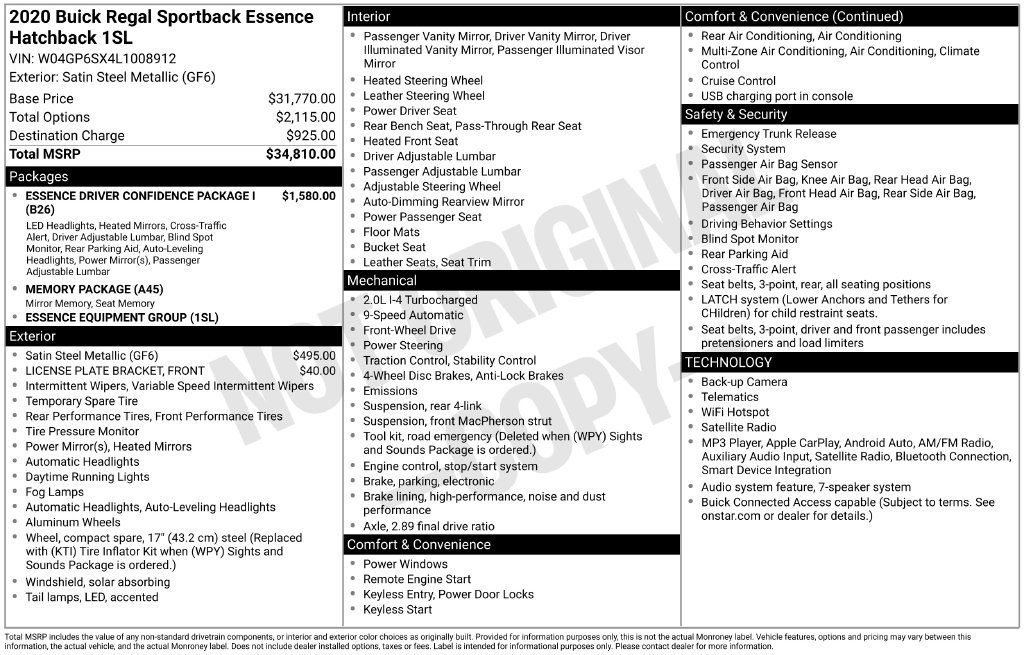 Certified 2020 Buick Regal Essence FWD image 21
