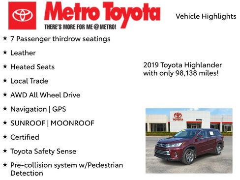 Certified 2019 Toyota Highlander Limited Platinum AWD/4WD image 8