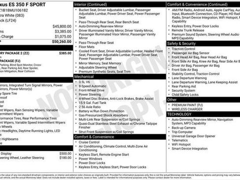 Used 2021 Lexus ES 350 F Sport w/ Accessory Package 2 FWD image 2