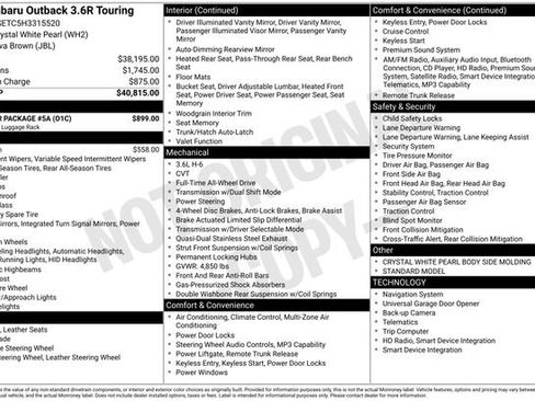 Used 2017 Subaru Outback 3.6R Touring w/ Popular Package #5A image 35