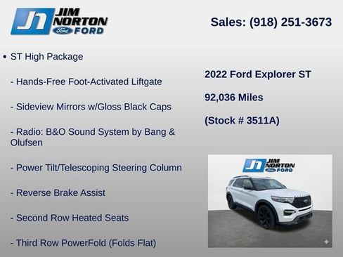 Used 2022 Ford Explorer ST w/ Equipment Group 401A AWD/4WD image 12