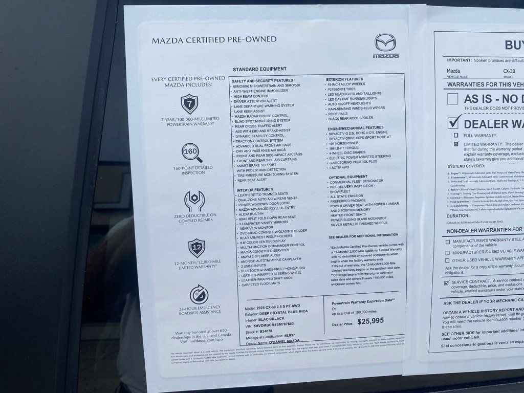 Certified 2025 MAZDA CX-30 AWD 2.5 S w/ Preferred Package image 25