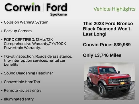Used 2023 Ford Bronco Black Diamond w/ Sasquatch Package AWD/4WD image 7