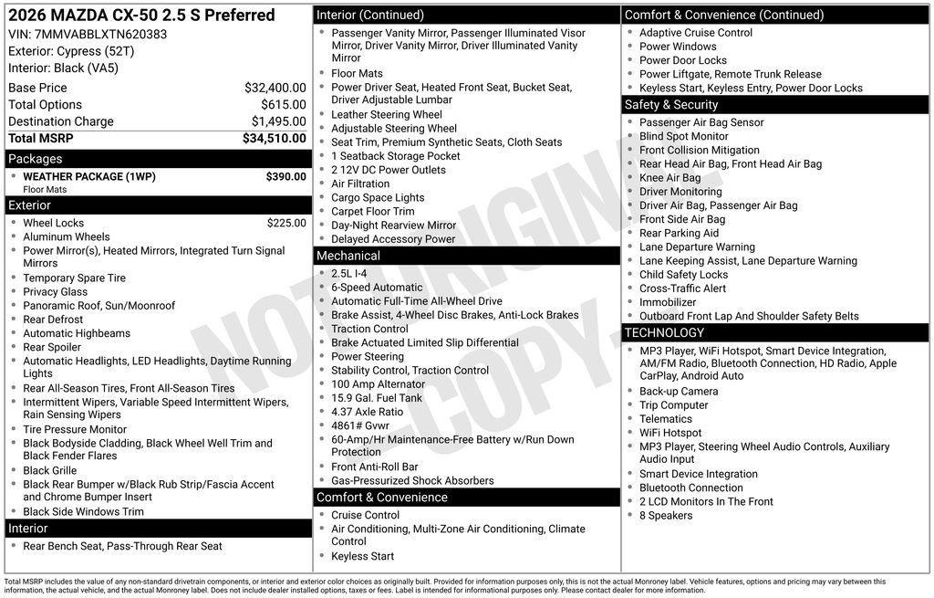 New 2026 MAZDA CX-50 AWD 2.5 S w/ Weather Package image 6