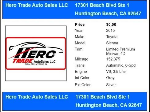 Used 2015 Toyota Sienna Limited Premium FWD image 2