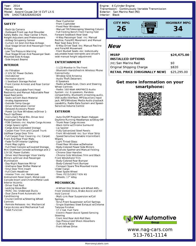 Used 2014 Honda Accord LX-S image 2
