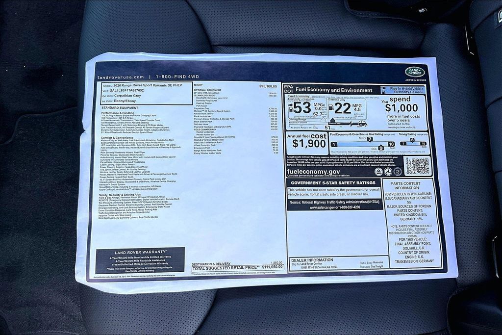New 2026 Land Rover Range Rover Sport Dynamic SE AWD/4WD image 14