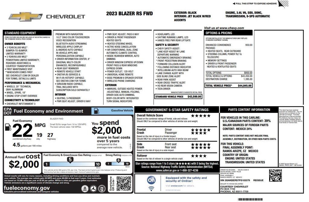 Used 2023 Chevrolet Blazer RS w/ Enhanced Convenience Package FWD image 3
