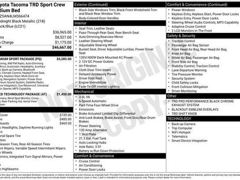 Used 2020 Toyota Tacoma TRD Sport w/ TRD Premium Sport Package AWD/4WD image 2