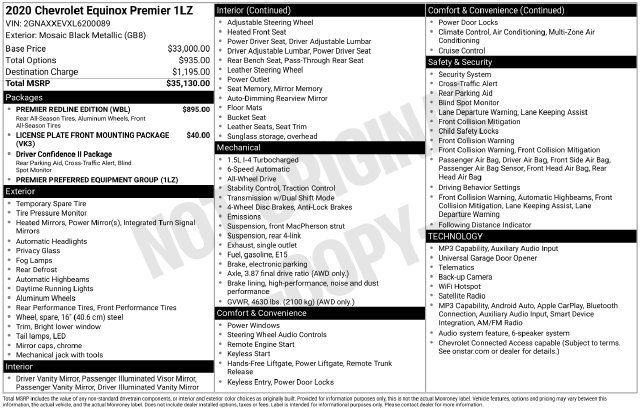 Used 2020 Chevrolet Equinox Premier w/ Premier Redline Edition AWD/4WD image 17