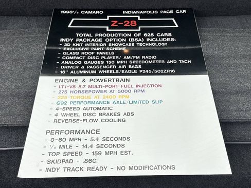 Used 1993 Chevrolet Camaro Z28 RWD image 75