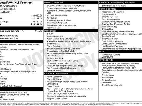 Used 2019 Toyota RAV4 XLE Premium w/ All Weather Liner Package image 2