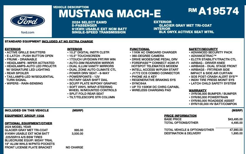 Used 2024 Ford Mustang Mach-E Select AWD/4WD image 2