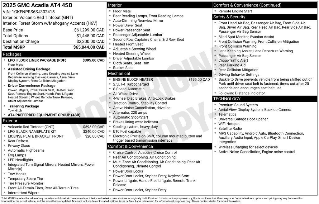 Used 2025 GMC Acadia AT4 w/ LPO, Floor Liner Package AWD/4WD image 27