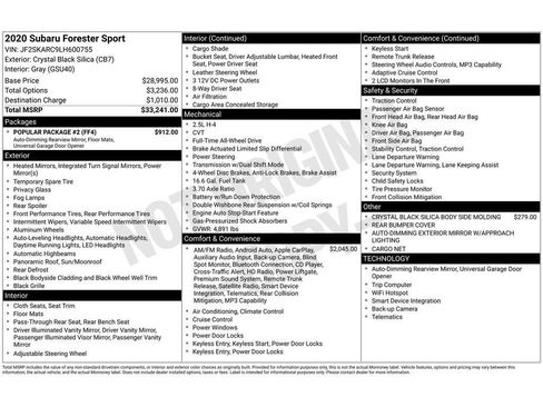 Used 2020 Subaru Forester Sport w/ Popular Package #2 image 5