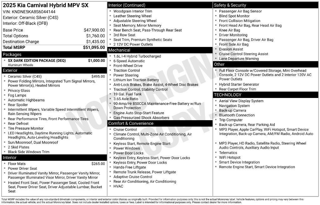 Used 2025 Kia Carnival SX w/ SX Dark Edition Package FWD image 3
