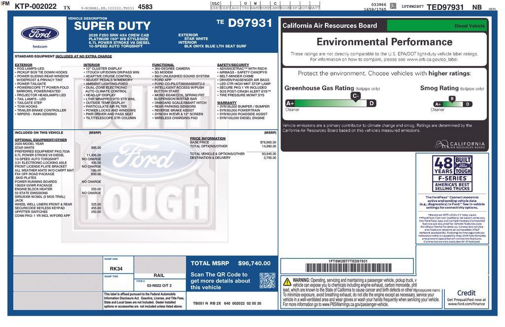 New 2026 Ford F250 Platinum w/ FX4 Off-Road Package AWD/4WD image 4