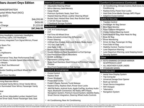 Certified 2023 Subaru Ascent Onyx Edition Limited image 2