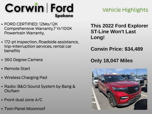 Used 2022 Ford Explorer ST-Line w/ Class IV Trailer Tow Package AWD/4WD image 6