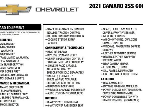 Used 2021 Chevrolet Camaro SS RWD image 16