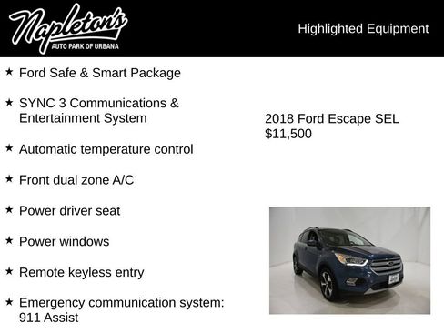Used 2018 Ford Escape SEL w/ Ford Safe & Smart Package AWD/4WD image 15
