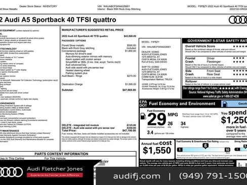 Used 2022 Audi A5 2.0T Premium w/ Convenience Package image 2