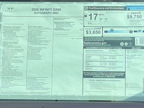 New 2026 INFINITI QX80 Autograph w/ Premium Cargo Package image 13