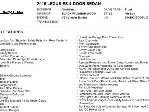 Used 2016 Lexus ES 350 FWD image 17