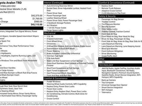 Certified 2020 Toyota Avalon TRD FWD image 36