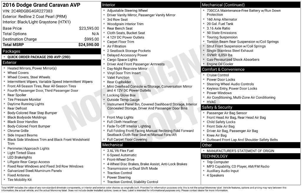Used 2016 Dodge Grand Caravan American Value Package FWD image 4
