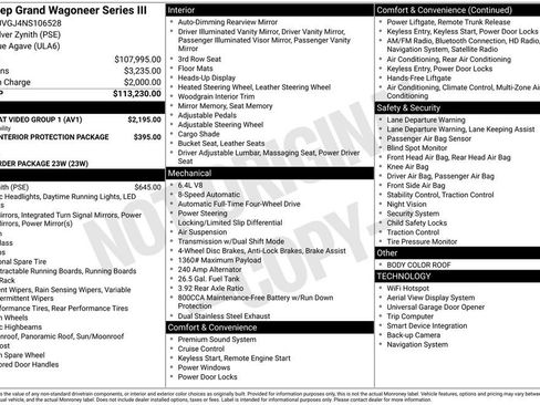 Used 2022 Jeep Grand Wagoneer Series III w/ Rear Seat Video Group 1 image 2