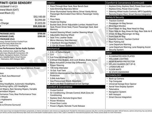 Used 2021 INFINITI QX50 Sensory w/ Accent Package image 6