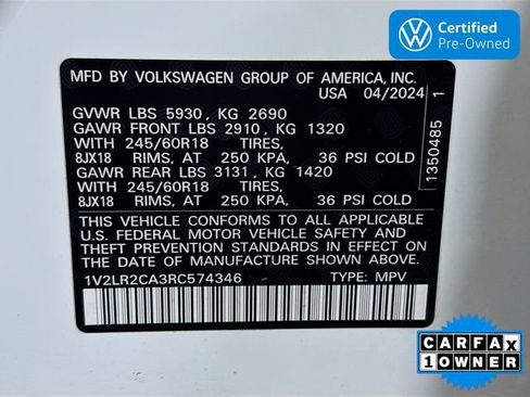 Certified 2024 Volkswagen Atlas SE AWD/4WD image 31
