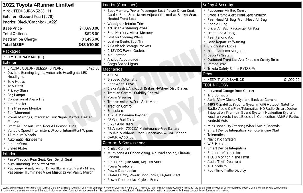 Used 2022 Toyota 4Runner Limited RWD image 26