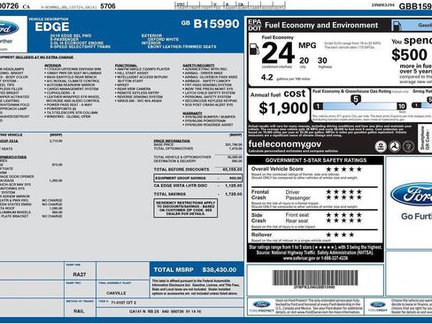 Used 2016 Ford Edge SEL w/ Equipment Group 201A FWD image 2