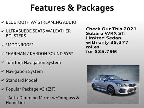 Used 2021 Subaru WRX STI Limited w/ Popular Package #3 (IZT) image 8