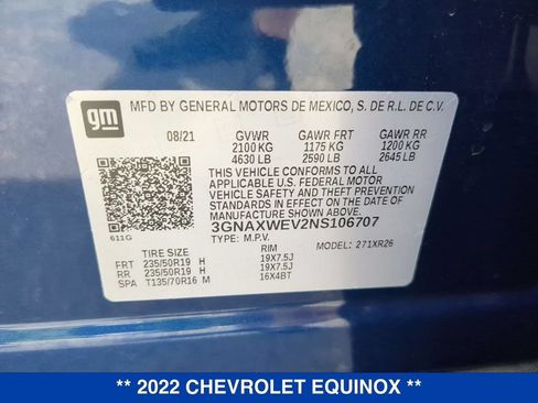 Certified 2022 Chevrolet Equinox RS w/ RS Leather Package AWD/4WD image 25