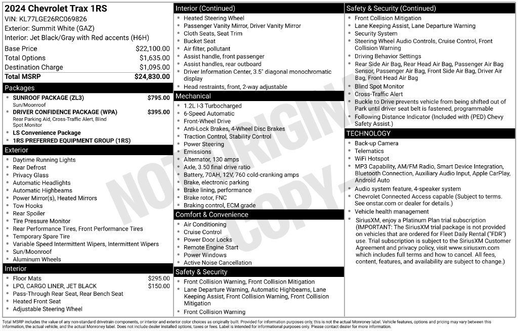 Certified 2024 Chevrolet Trax RS w/ Sunroof Package FWD image 34
