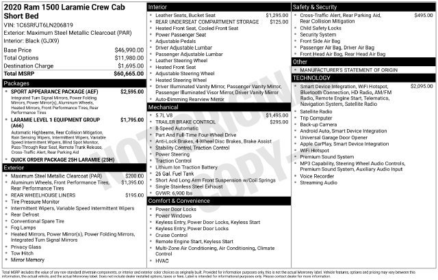 Used 2020 RAM 1500 Laramie w/ Sport Appearance Package AWD/4WD image 5