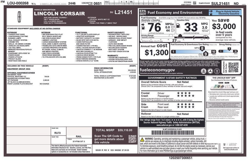 New 2025 Lincoln Corsair Grand Touring w/ Jet Appearance Package AWD/4WD image 31