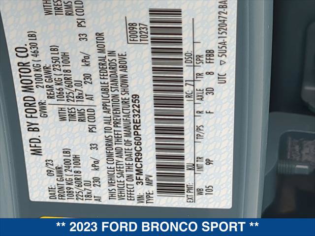 Certified 2023 Ford Bronco Sport Outer Banks w/ Tech Package AWD/4WD image 24