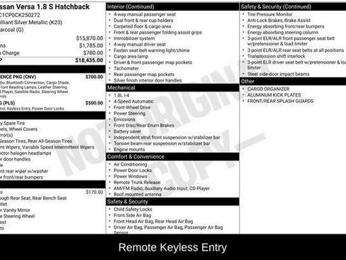 Used 2012 Nissan Versa 1.8 S w/ Convenience Pkg image 9