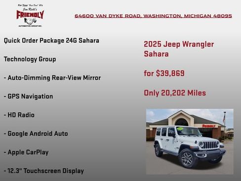 Used 2025 Jeep Wrangler Unlimited Sahara w/ Technology Group AWD/4WD image 5