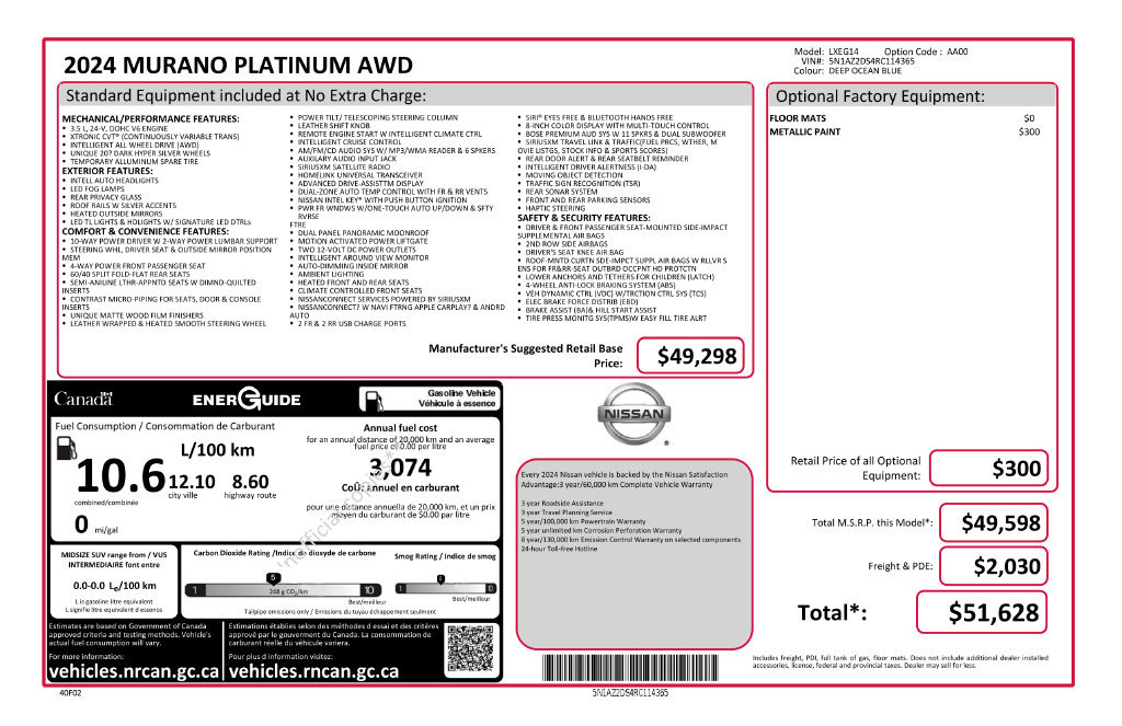 Used 2024 Nissan Murano Platinum AWD/4WD image 2